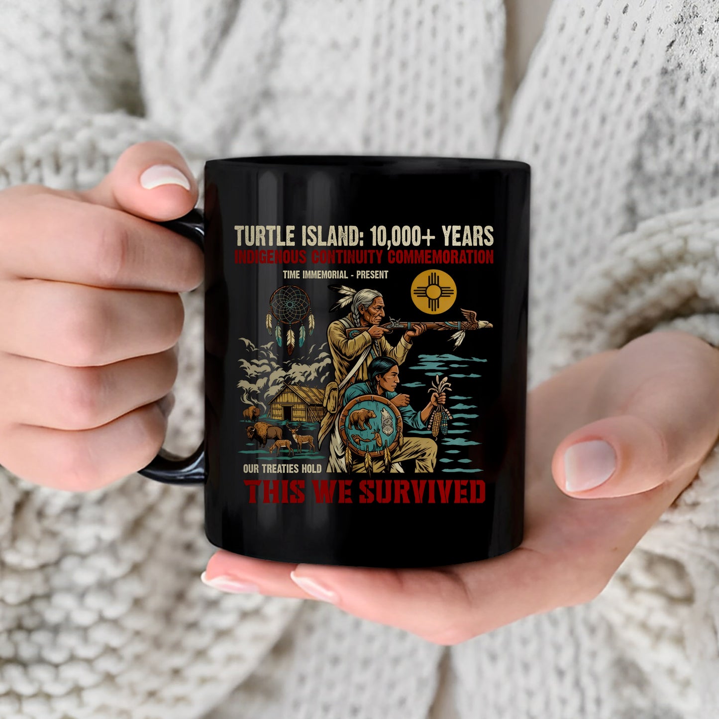 Turtle Island Indigenous - This We Survived Native American Ceramic Coffee Mug