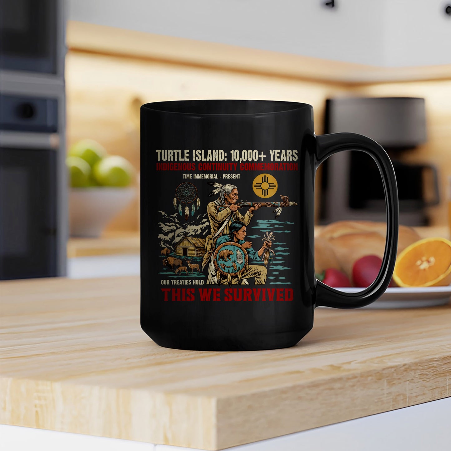 Turtle Island Indigenous - This We Survived Native American Ceramic Coffee Mug