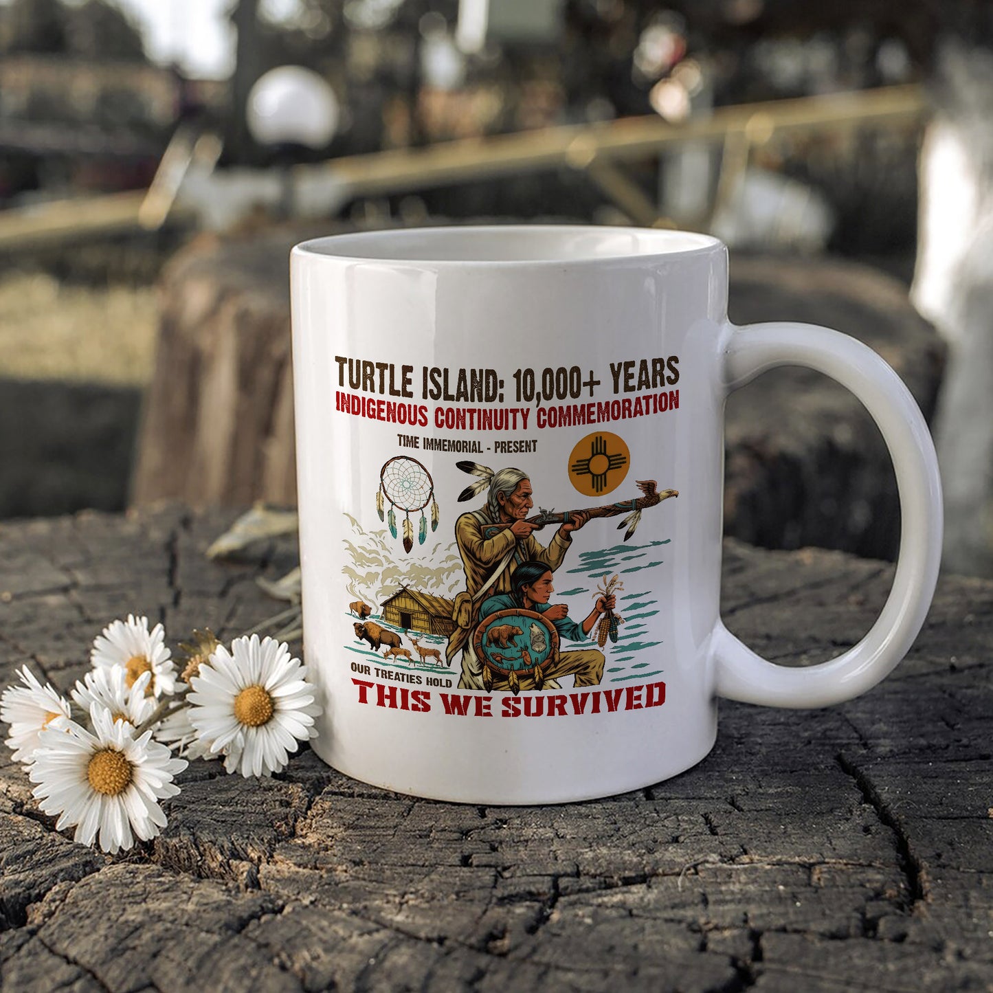 Turtle Island Indigenous - This We Survived Native American Ceramic Coffee Mug
