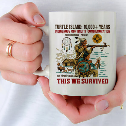 Turtle Island Indigenous - This We Survived Native American Ceramic Coffee Mug
