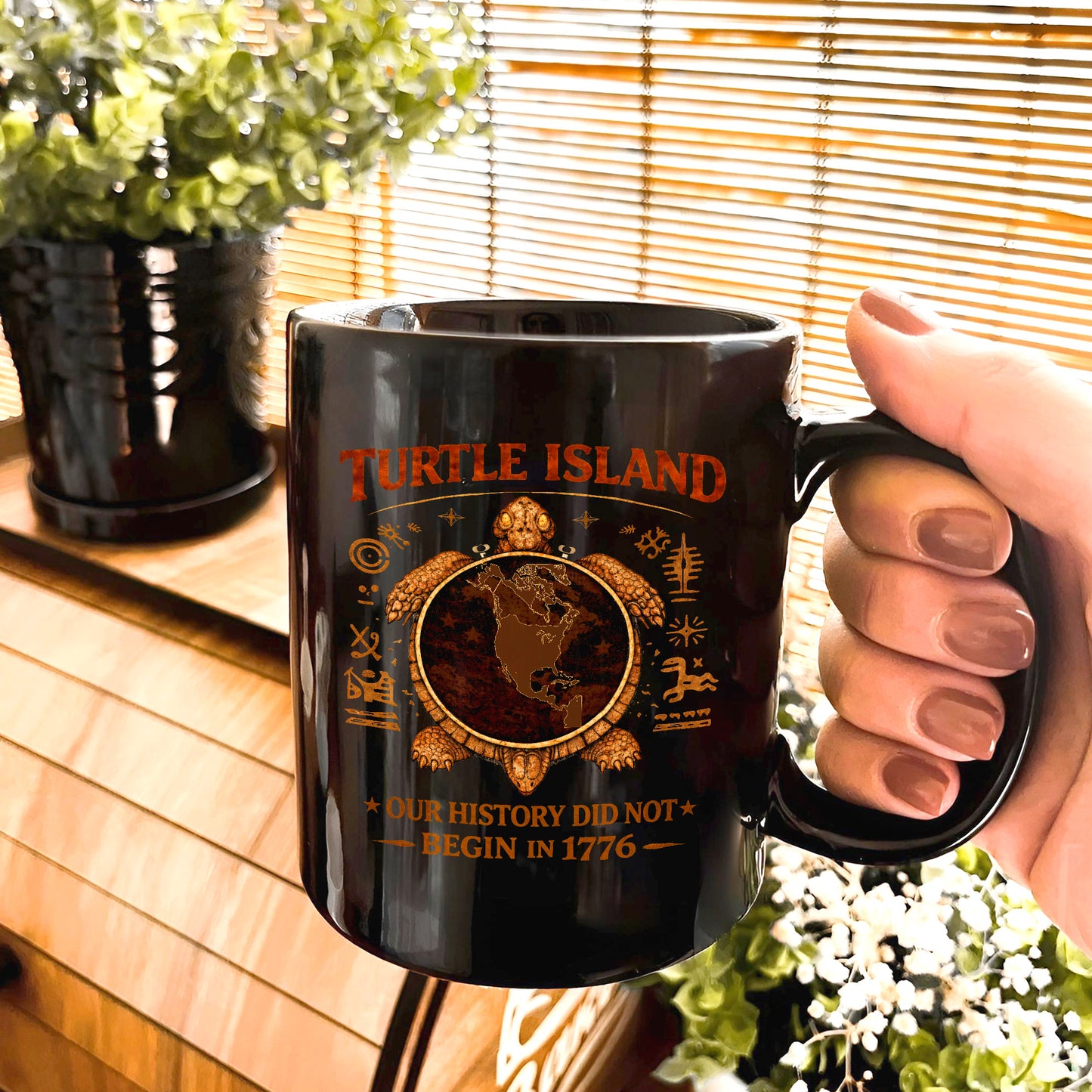 Turtle Island Native American Ceramic Coffee Mug