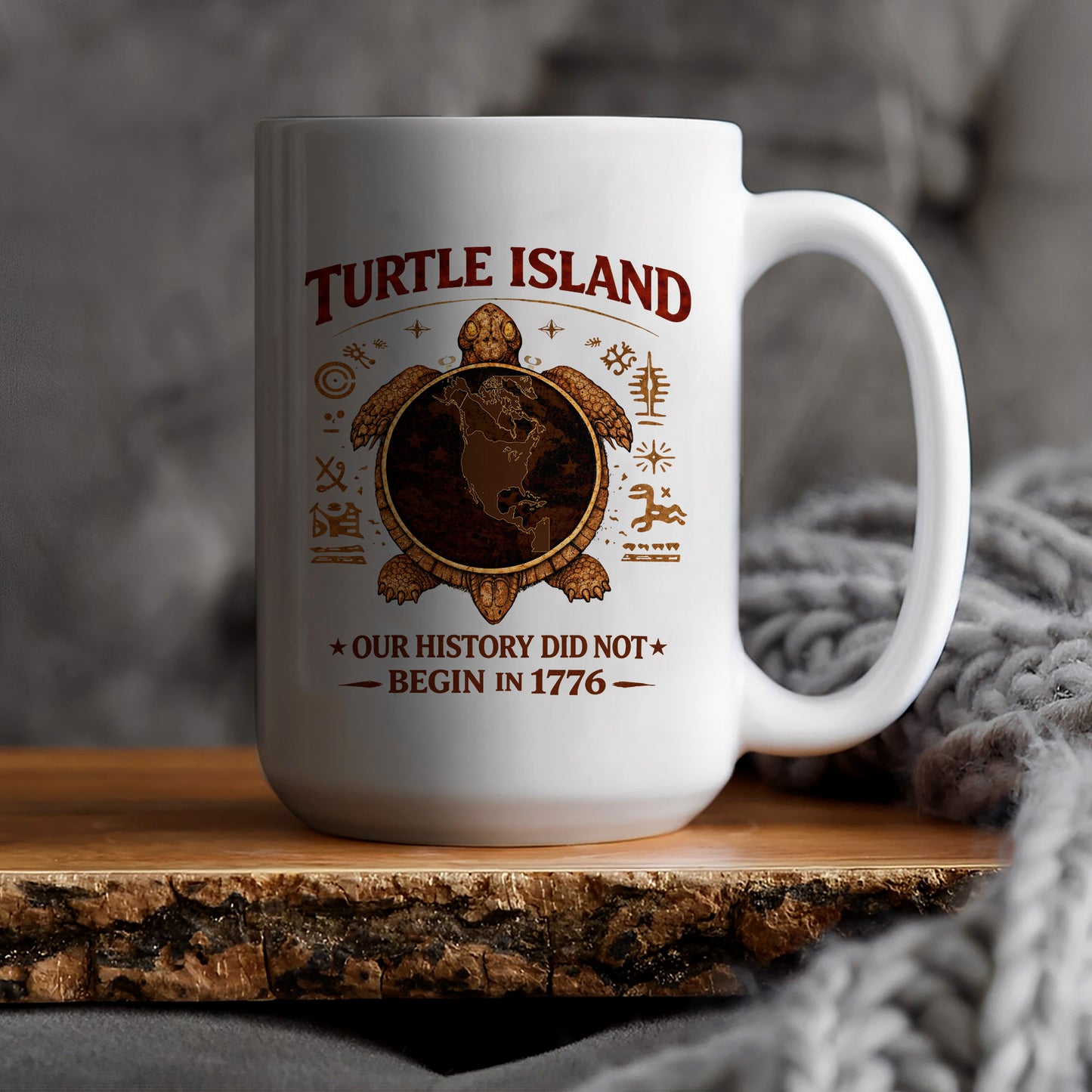 Turtle Island Native American Ceramic Coffee Mug