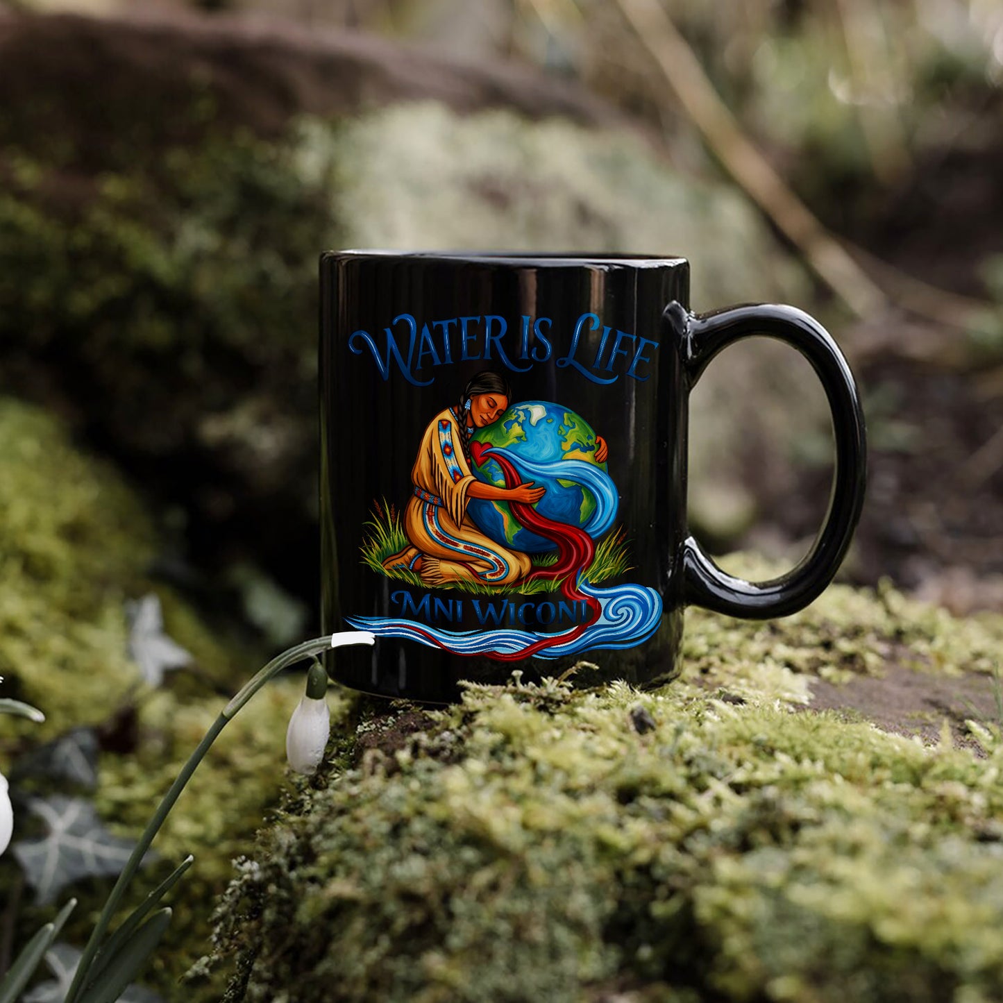 Water is Life Mini Wiconi Native American Earth - Ceramic Coffee Mug