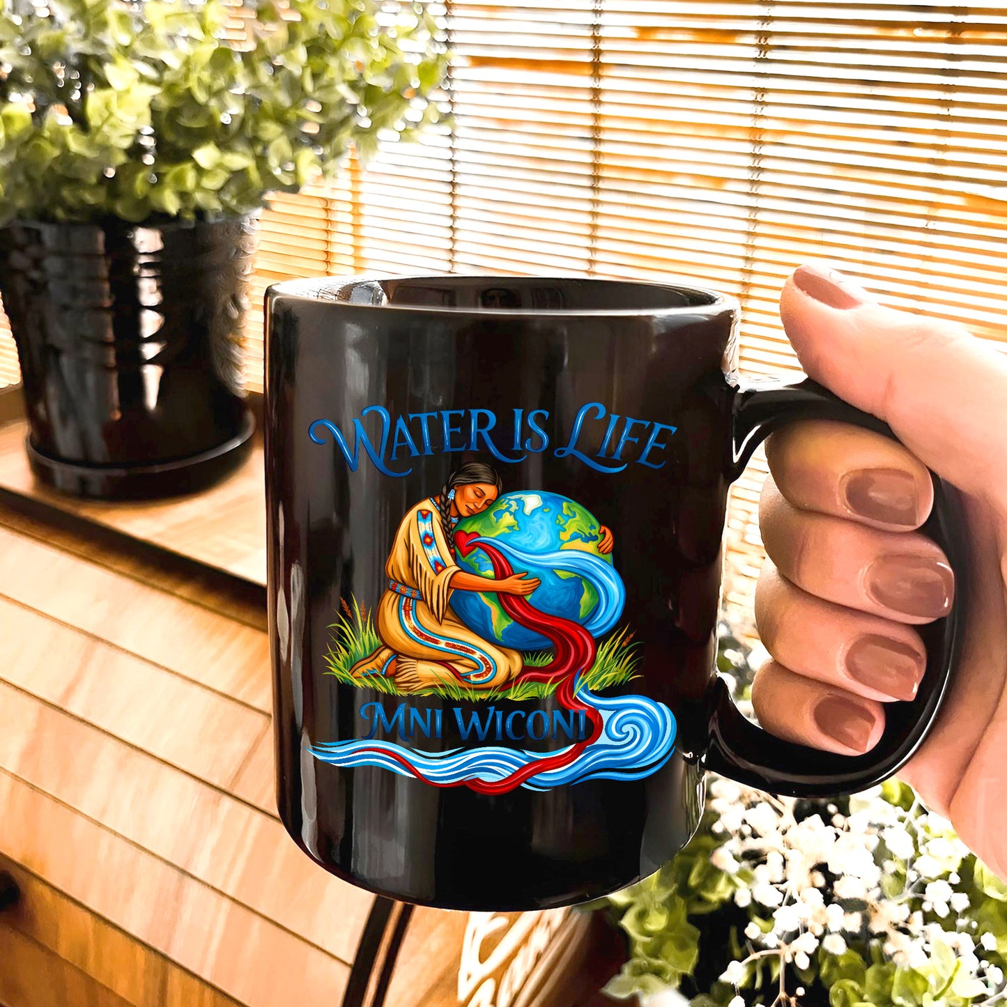 Water is Life Mini Wiconi Native American Earth - Ceramic Coffee Mug