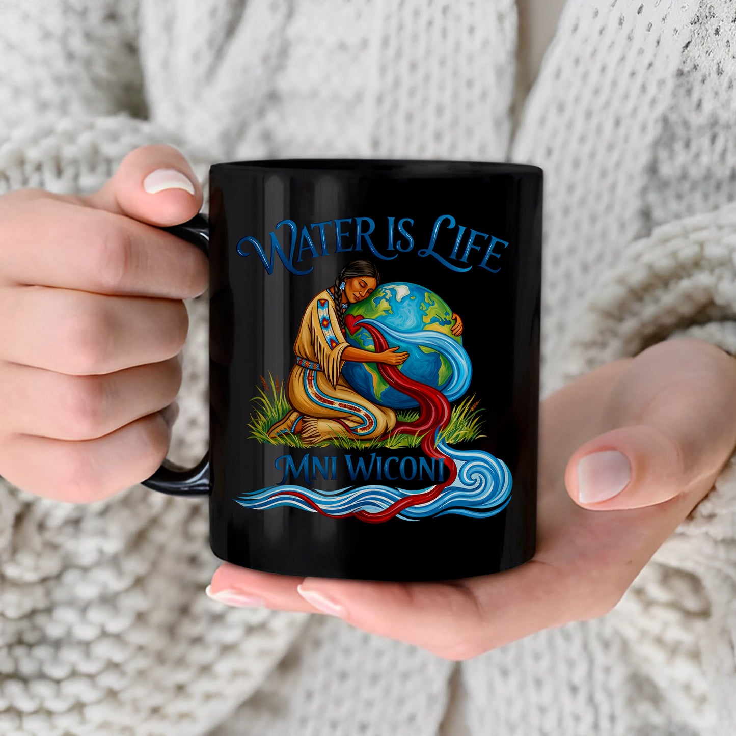 Water is Life Mini Wiconi Native American Earth - Ceramic Coffee Mug