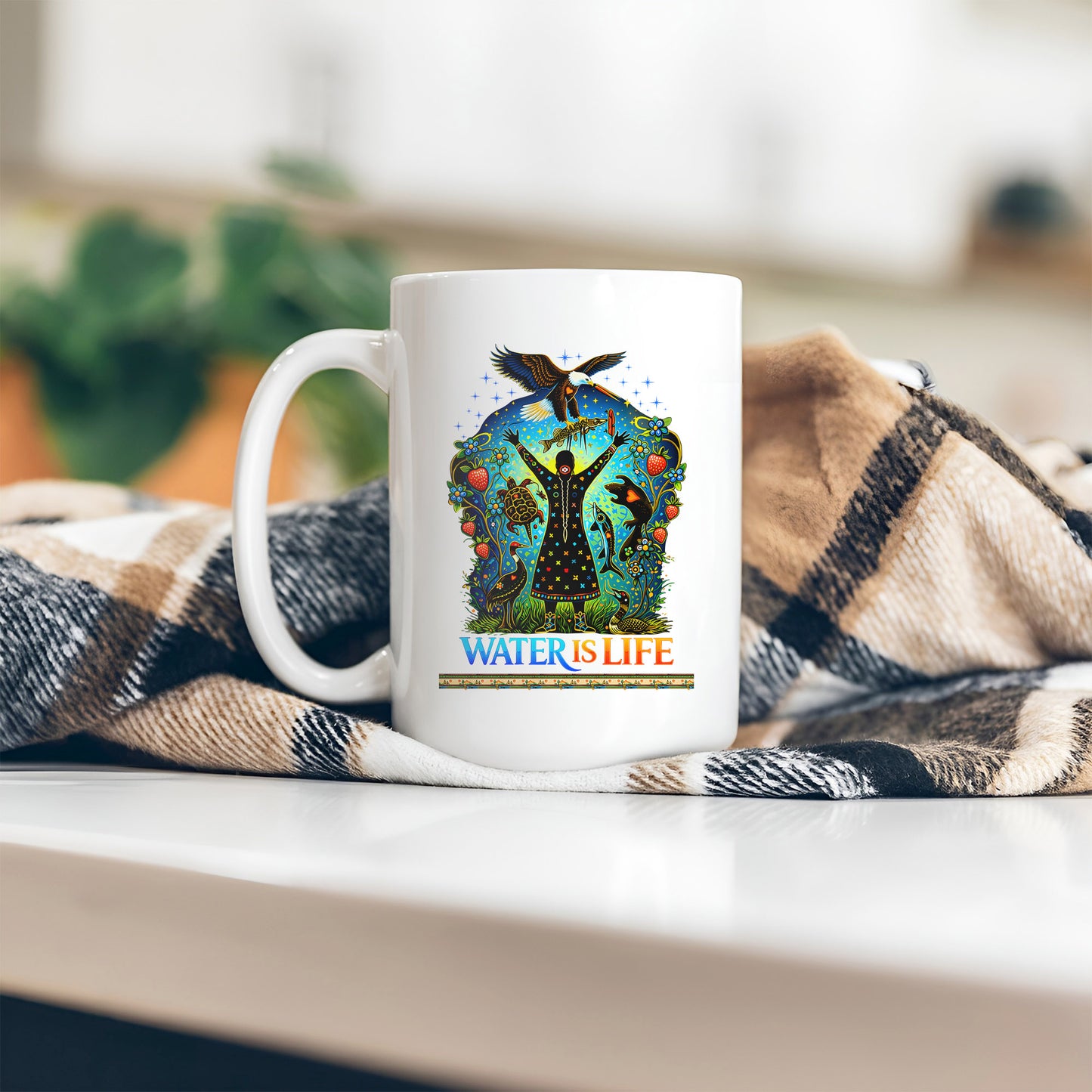Water Is Life Native - Sacred Eagle Turtle Earth - Ceramic Coffee Mug
