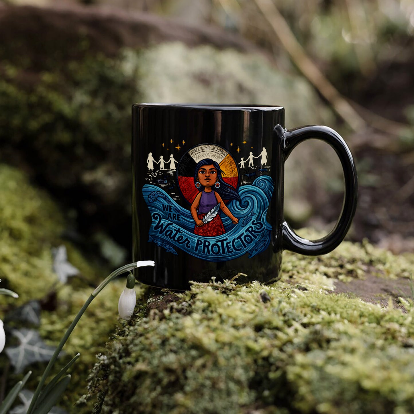 We Are Water Protectors Native American Girl - Ceramic Coffee Mug
