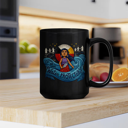 We Are Water Protectors Native American Girl - Ceramic Coffee Mug