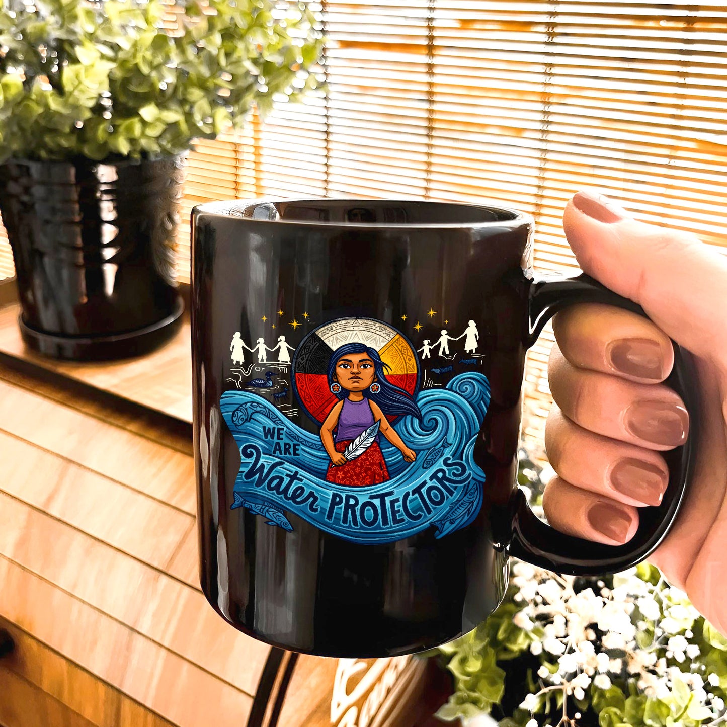 We Are Water Protectors Native American Girl - Ceramic Coffee Mug