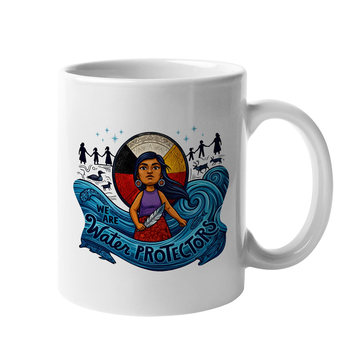 We Are Water Protectors Native American Girl - Ceramic Coffee Mug