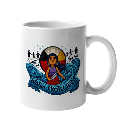 We Are Water Protectors Native American Girl - Ceramic Coffee Mug