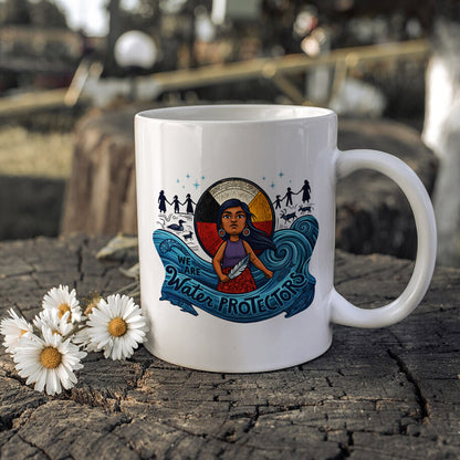 We Are Water Protectors Native American Girl - Ceramic Coffee Mug