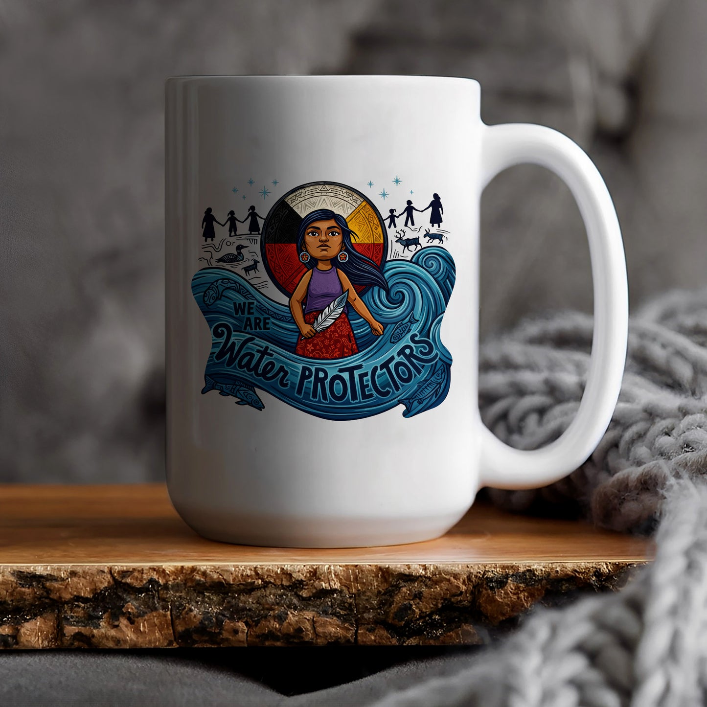We Are Water Protectors Native American Girl - Ceramic Coffee Mug