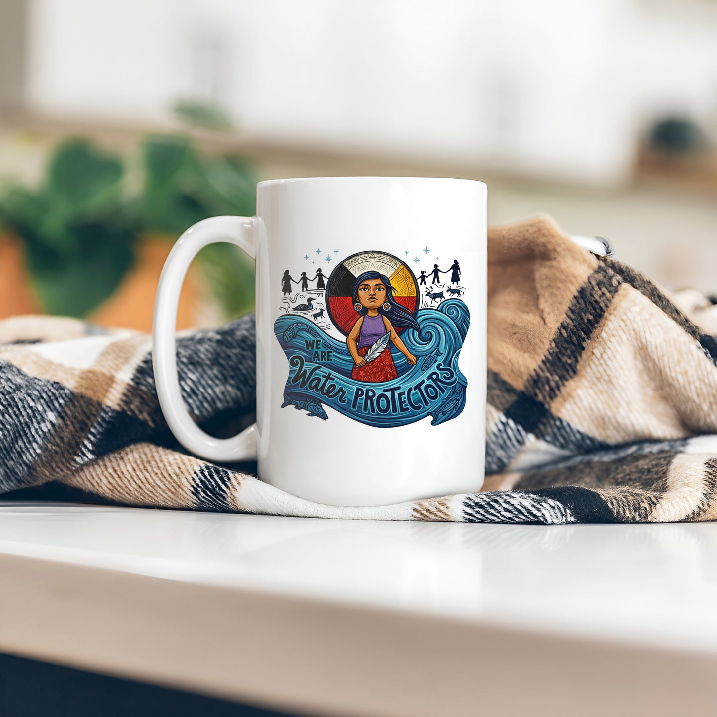 We Are Water Protectors Native American Girl - Ceramic Coffee Mug
