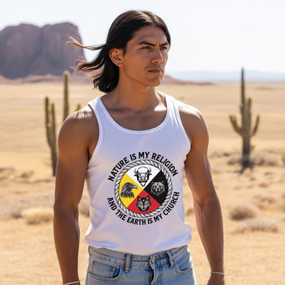 Nature Is My Religion, The Earth Is My Church - Four Animals Medicine Wheel Unisex Tank Top