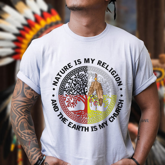 Nature & Earth Quote - Tree/Feather Wheel Graphic Unisex T-Shirt/T-Shirt V-Neck/Hoodie/Sweatshirt