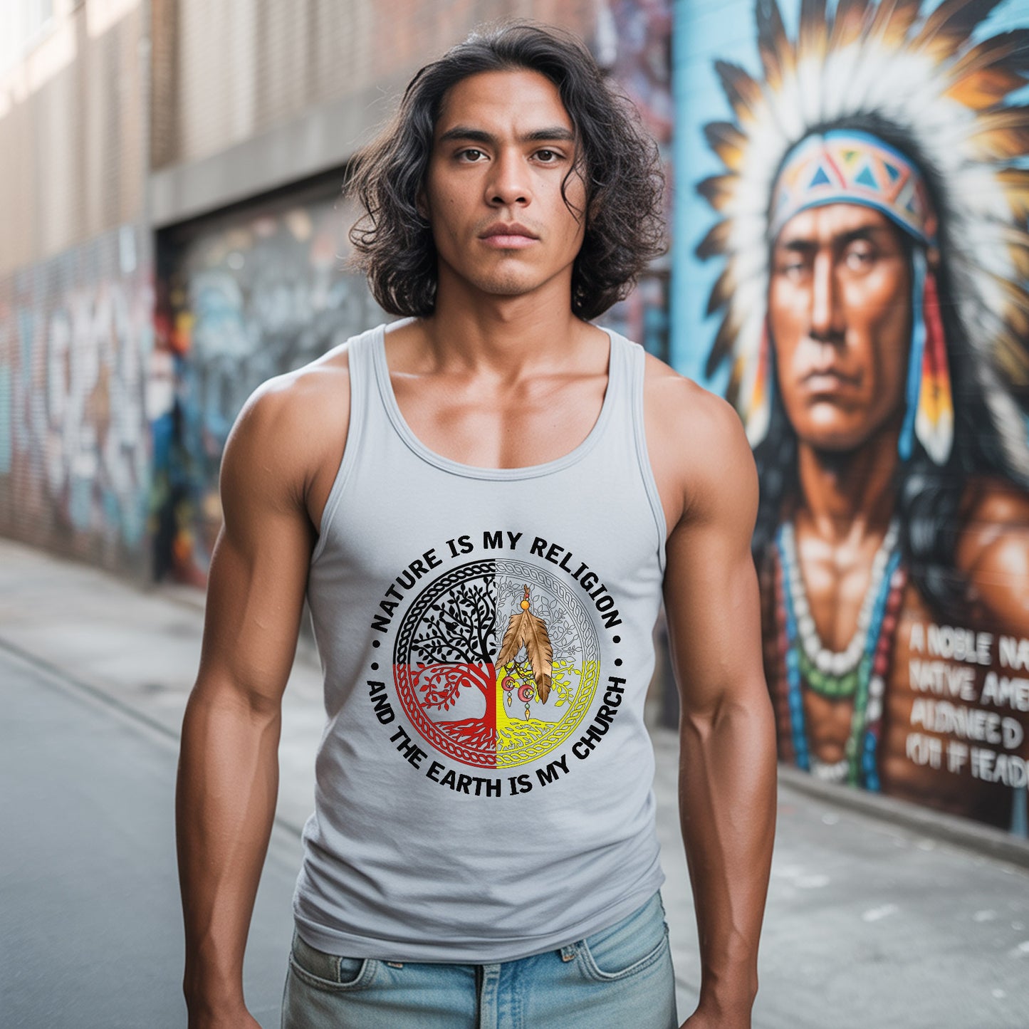 Nature & Earth Quote - Tree/Feather Wheel Graphic Unisex Tank Top