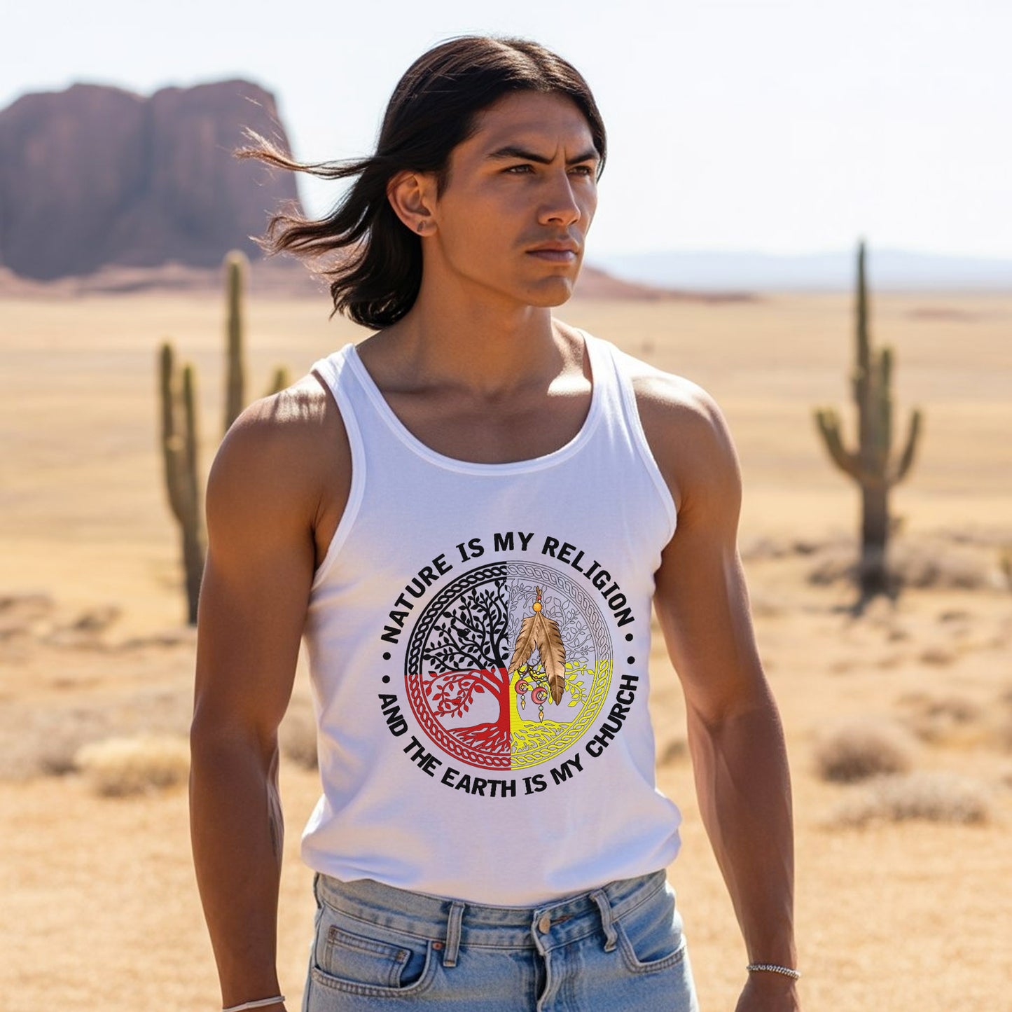 Nature & Earth Quote - Tree/Feather Wheel Graphic Unisex Tank Top