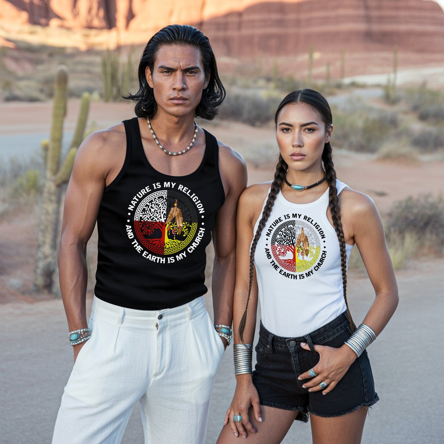 Nature & Earth Quote - Tree/Feather Wheel Graphic Unisex Tank Top