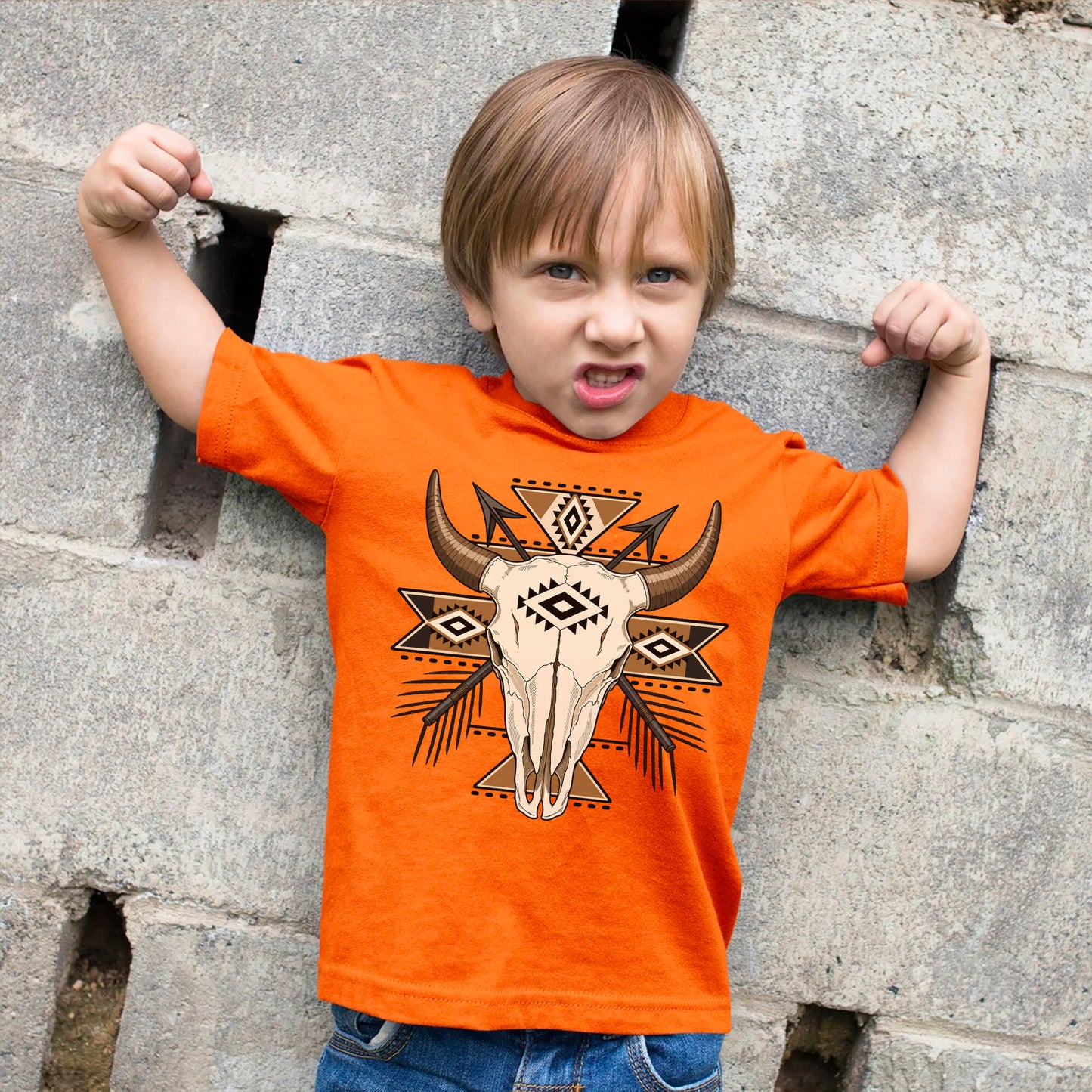 Every Child Matters Buffalo Skull Orange Shirt - Geometric Graphic Tee