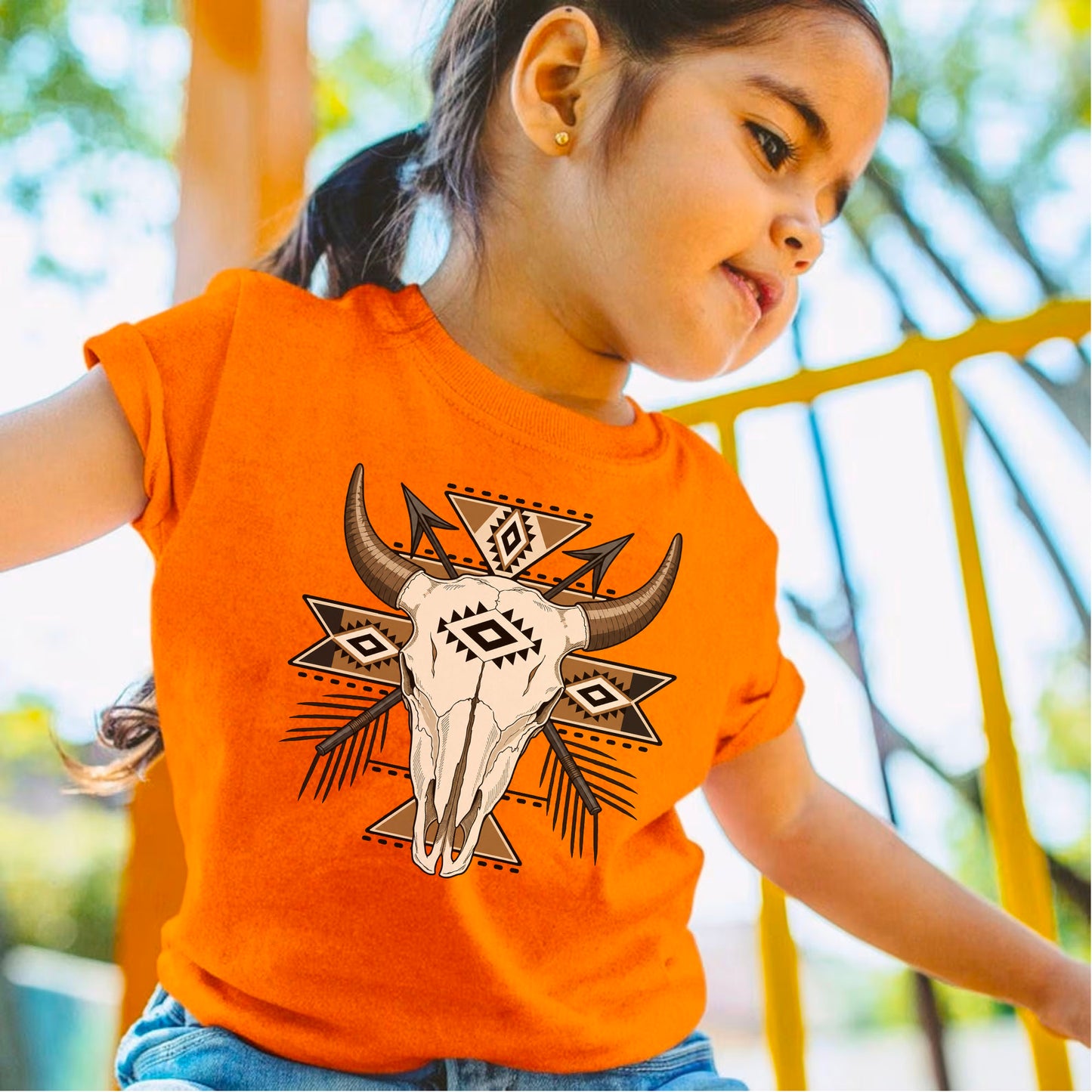 Every Child Matters Buffalo Skull Orange Shirt - Geometric Graphic Tee