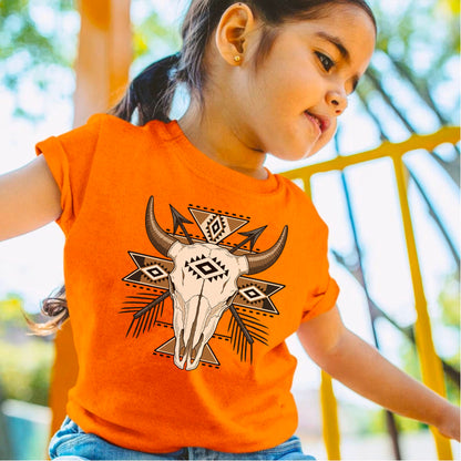 Every Child Matters Buffalo Skull Orange Shirt - Geometric Graphic Tee