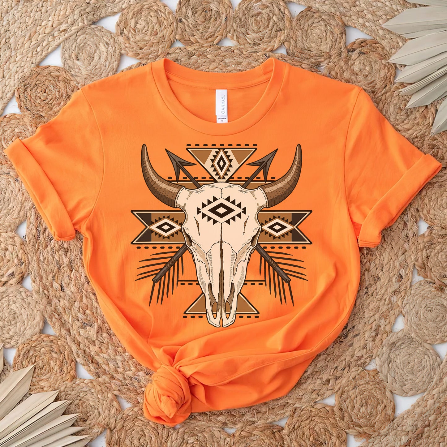 Every Child Matters Buffalo Skull Orange Shirt - Geometric Graphic Tee