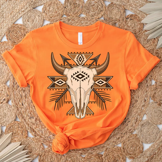 Every Child Matters Buffalo Skull Orange Shirt - Geometric Graphic Tee