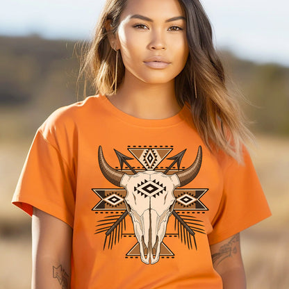 Every Child Matters Buffalo Skull Orange Shirt - Geometric Graphic Tee