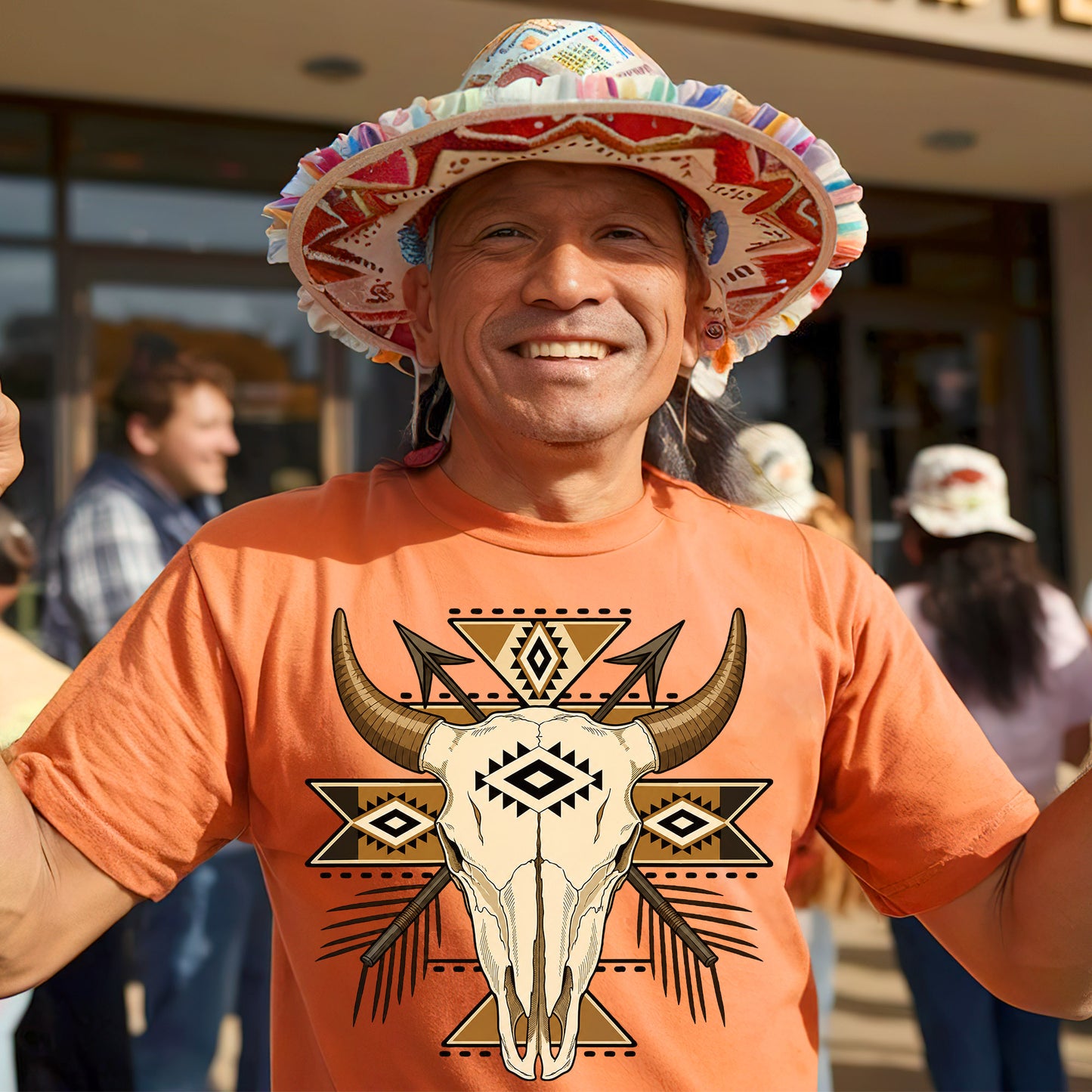 Every Child Matters Buffalo Skull Orange Shirt - Geometric Graphic Tee