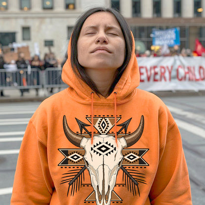 Every Child Matters Buffalo Skull Orange Shirt - Geometric Graphic Tee