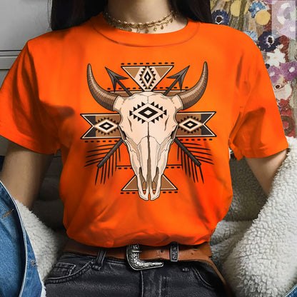 Every Child Matters Buffalo Skull Orange Shirt - Geometric Graphic Tee