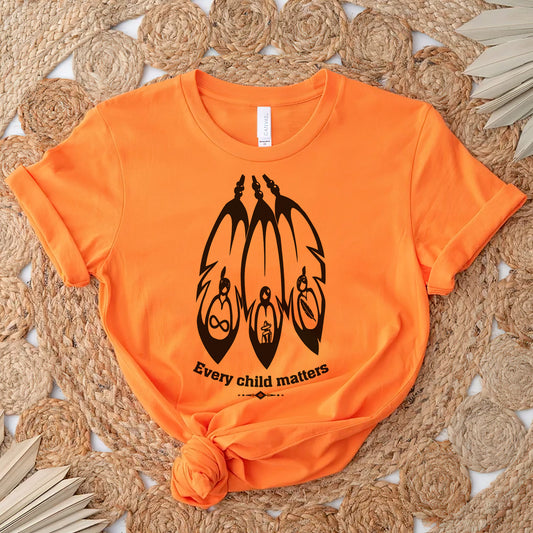 Every Child Matters Orange Shirt Day - Indigenous Awareness Feather Graphic Unisex T-shirt/Hoodie/Sweatshirt