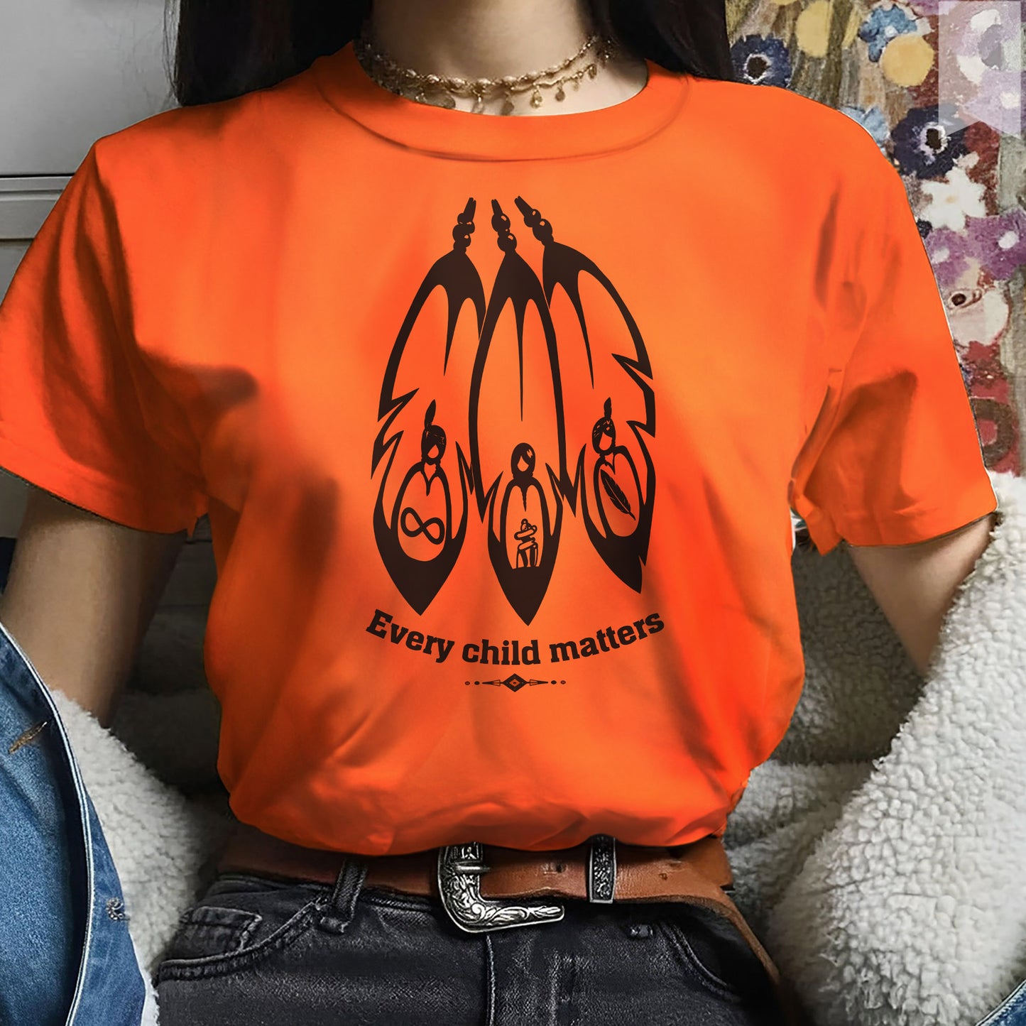 Every Child Matters Orange Shirt Day - Indigenous Awareness Feather Graphic Unisex T-shirt/Hoodie/Sweatshirt