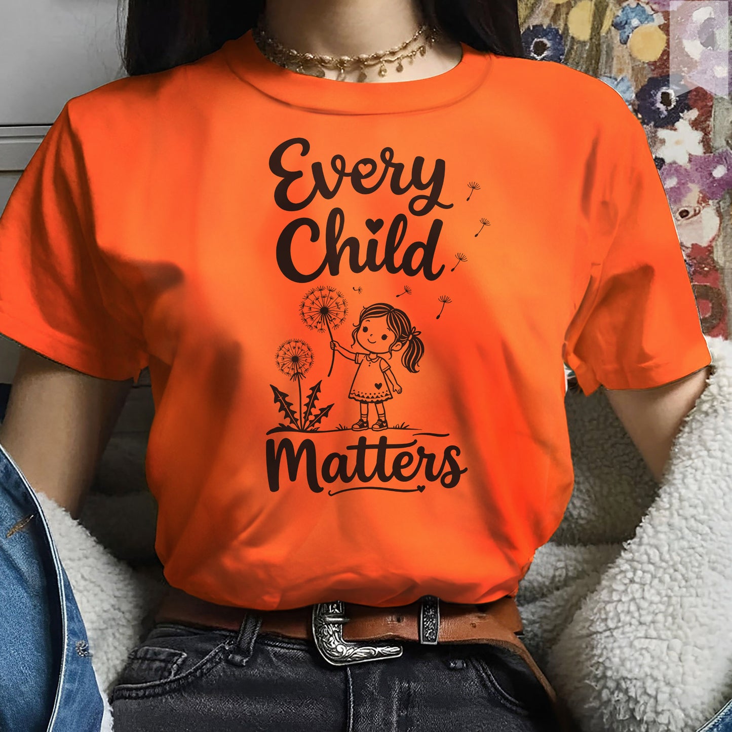 Every Child Matters Orange Shirt Day - Dandelion Girl Awareness Graphic Unisex T-shirt/Hoodie/Sweatshirt