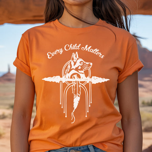 Every Child Matters Wolf and Feather Illustration Unisex T-Shirt/Hoodie/Sweatshirt