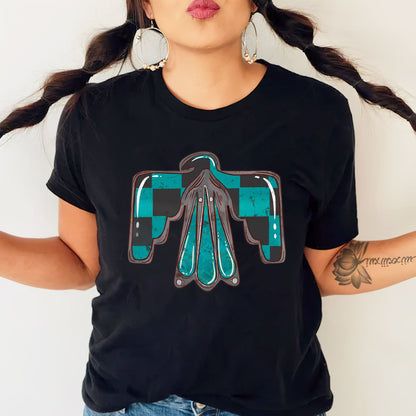 Thunderbird Protection Symbol – Turquoise Distressed Unisex T-Shirt/T-Shirt V-Neck/Hoodie/Sweatshirt