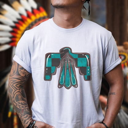 Thunderbird Protection Symbol – Turquoise Distressed Unisex T-Shirt/T-Shirt V-Neck/Hoodie/Sweatshirt