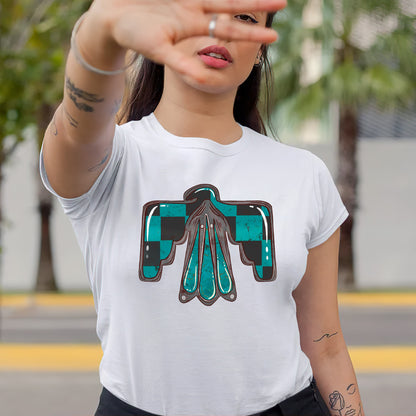 Thunderbird Protection Symbol – Turquoise Distressed Unisex T-Shirt/T-Shirt V-Neck/Hoodie/Sweatshirt