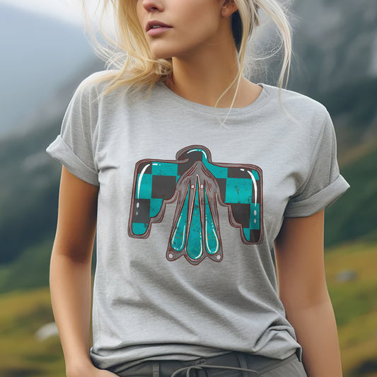 Thunderbird Protection Symbol – Turquoise Distressed Unisex T-Shirt/T-Shirt V-Neck/Hoodie/Sweatshirt