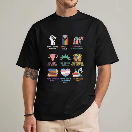 Human Rights & Science Is Real Graphic Unisex T-Shirt/T-Shirt V-Neck/Hoodie/Sweatshirt