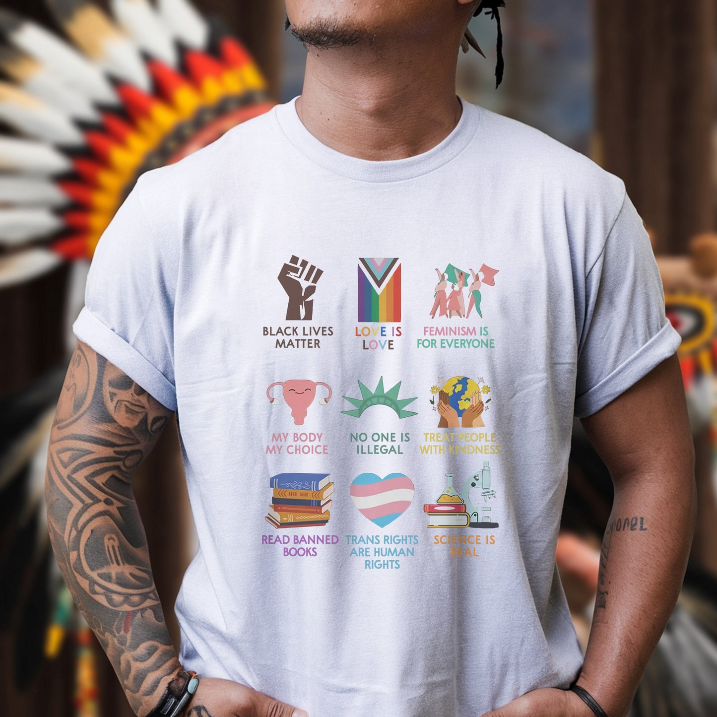 Human Rights & Science Is Real Graphic Unisex T-Shirt/T-Shirt V-Neck/Hoodie/Sweatshirt