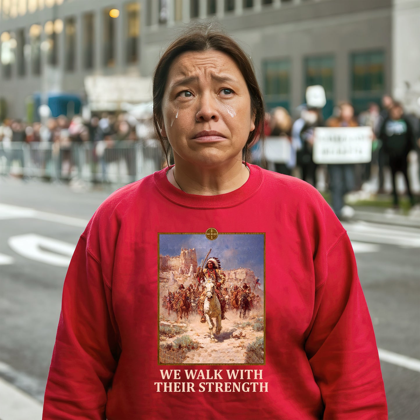 Indigenous Resilience - Chief on White Horse Painting Unisex T-Shirt/Hoodie/Sweatshirt
