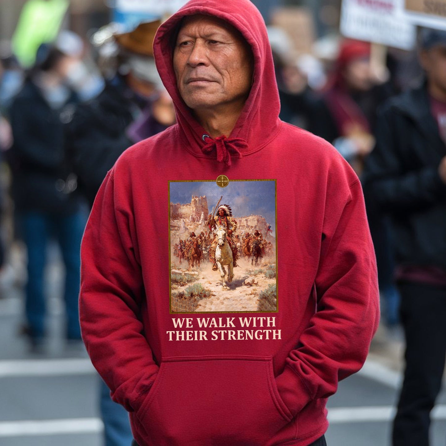 Indigenous Resilience - Chief on White Horse Painting Unisex T-Shirt/Hoodie/Sweatshirt