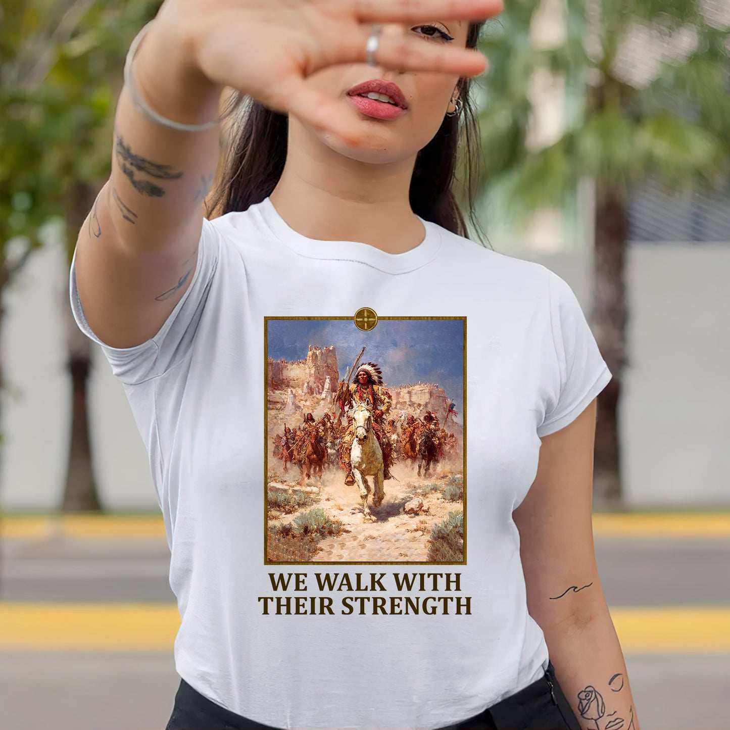 Indigenous Resilience - Chief on White Horse Painting Unisex T-Shirt/Hoodie/Sweatshirt