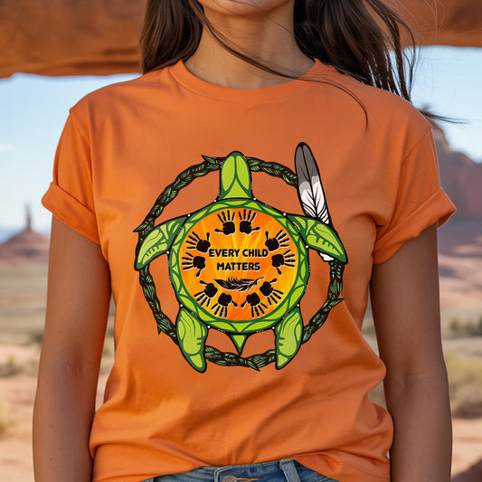 Every Child Matters - Turtle & Feather Orange Unisex T-Shirt/Hoodie/Sweatshirt