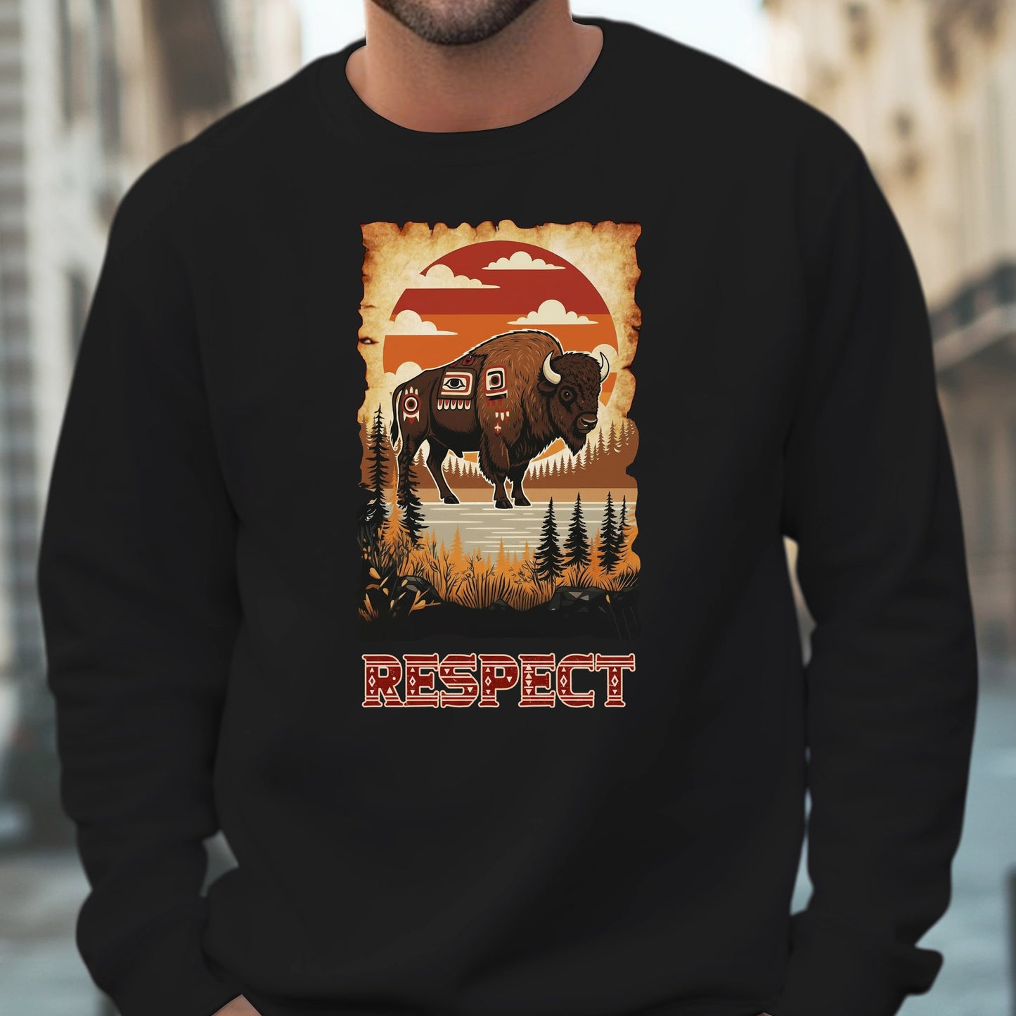 The Seven Sacred Laws Animal - Bison Native American Unisex T-Shirt/T-Shirt V-Neck/Hoodie/Sweatshirt