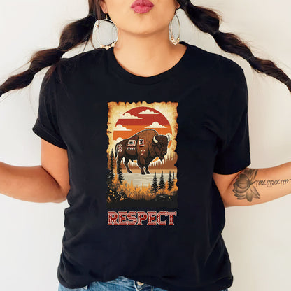 The Seven Sacred Laws Animal - Bison Native American Unisex T-Shirt/T-Shirt V-Neck/Hoodie/Sweatshirt