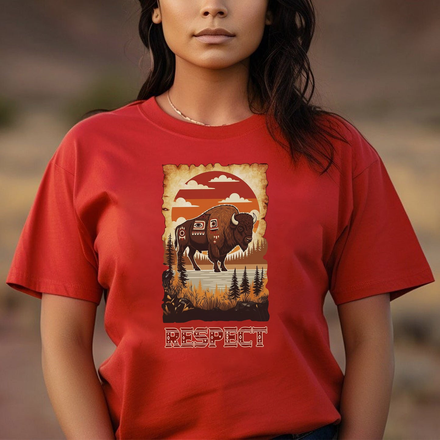 The Seven Sacred Laws Animal - Bison Native American Unisex T-Shirt/T-Shirt V-Neck/Hoodie/Sweatshirt