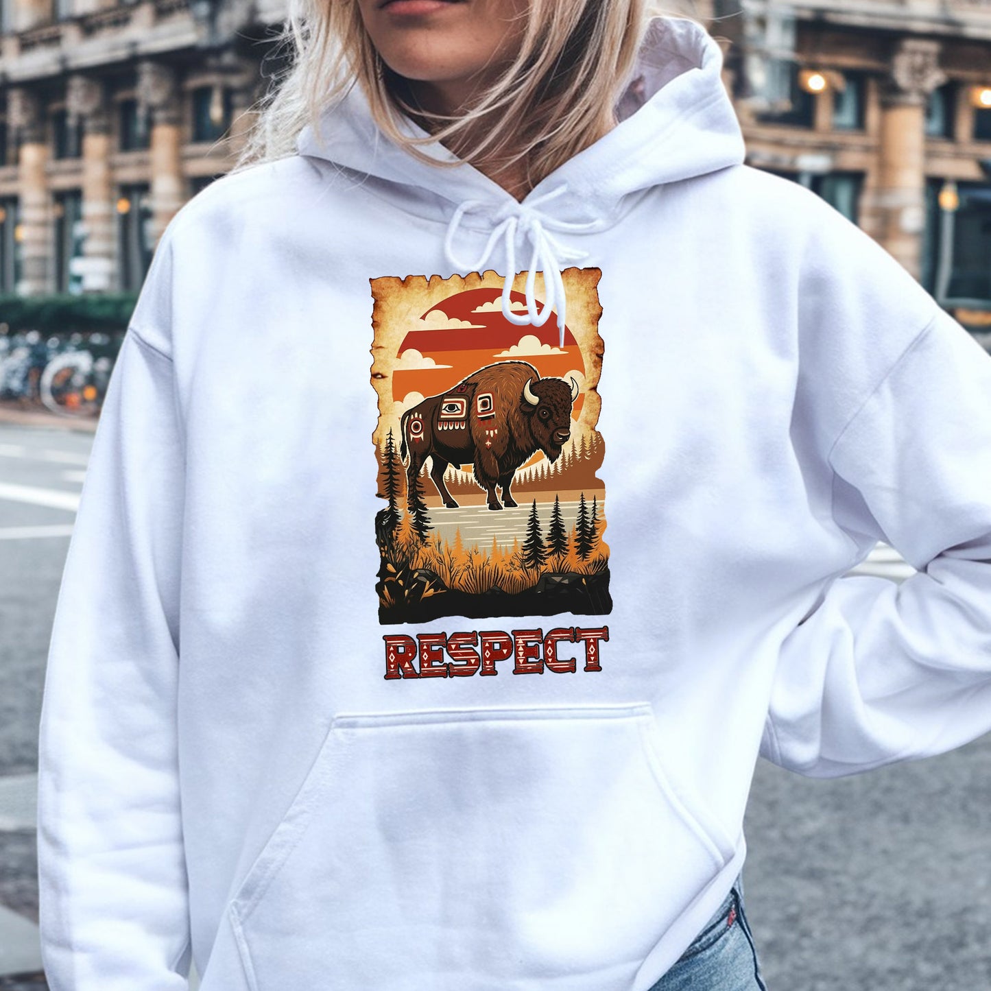 The Seven Sacred Laws Animal - Bison Native American Unisex T-shirt/T-shirt V-neck/Hoodie/Sweatshirt